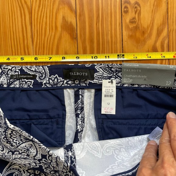 Talbots Chatham Ankle Pants Sz 12 Navy/White NWT - Picture 7 of 13